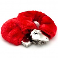 Металлические наручники с красным мехом Металлические наручники с красным мехом