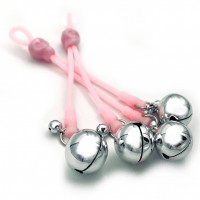 Розовые лассо для сосков с серебристыми бубенчиками