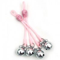 Розовые лассо для сосков с серебристыми бубенчиками