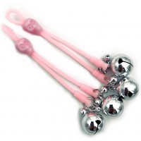 Розовые лассо для сосков с серебристыми бубенчиками