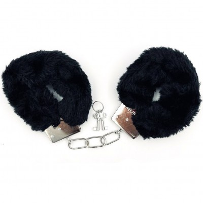 Металлические наручники с черным мехом Металлические наручники с черным мехом