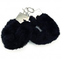 Металлические наручники с черным мехом Металлические наручники с черным мехом