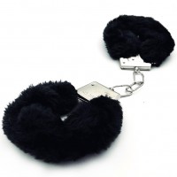 Металлические наручники с черным мехом Металлические наручники с черным мехом