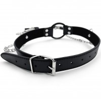 Черный кляп-кольцо с зажимами для сосков Черный кляп-кольцо с зажимами для сосков