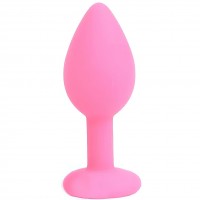 Анальная пробка розовая с оранжевым стразом