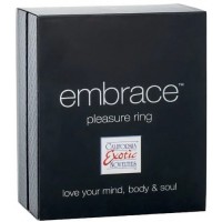 Розовое эрекционное виброкольцо Embrace Pleasure Rings