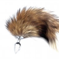 Металлическая анальная пробка M с лисьим хвостиком из натурального меха 40 см Металлическая анальная пробка M с лисьим хвостиком из натурального меха 40 см