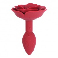 Красная силиконовая анальная пробка с розой S Красная силиконовая анальная пробка с розой S