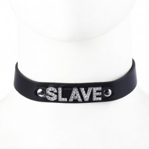 Стильный черный чокер Slave																																																																				