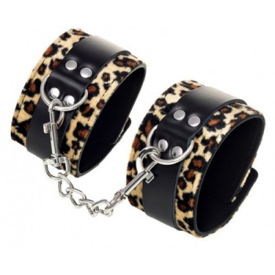 Леопардовые наручники с серебряной цепочкой Леопардовые наручники с серебряной цепочкой