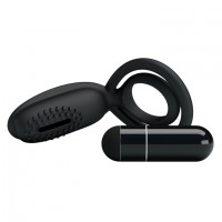 Эрекционное кольцо с клиторальной вибро-щеточкой и петлёй на мошонку Эрекционное кольцо с клиторальной вибро-щеточкой и петлёй на мошонку