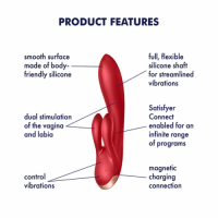 Смарт-вибратор с клиторальным стимулятором Satisfyer Double Flex красный