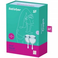 Набор менструальных чаш Satisfyer Feel Good, голубой Набор менструальных чаш Satisfyer Feel Good, голубой