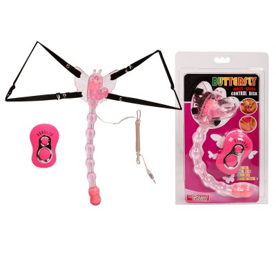 Вибро-бабочка с анальной стимуляцией на ремешках