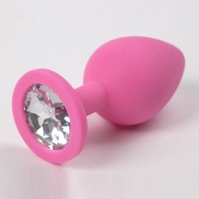 Силиконовая анальная пробка с прозрачным камнем S розовая Силиконовая анальная пробка с прозрачным камнем S розовая