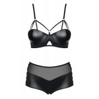 Дерзкий черный комплект из материала Wet Look Leatheria L/XL Дерзкий черный комплект из материала Wet Look Leatheria L/XL