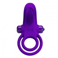 Фиолетовое эрекционное кольцо с язычком Cock Ring