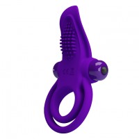 Фиолетовое эрекционное кольцо с язычком Cock Ring