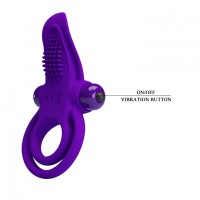 Фиолетовое эрекционное кольцо с язычком Cock Ring