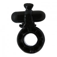 Эрекционное черное  кольцо с вибрацией Дельфин