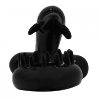 Эрекционное черное  кольцо с вибрацией Дельфин