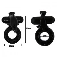 Эрекционное черное  кольцо с вибрацией Дельфин