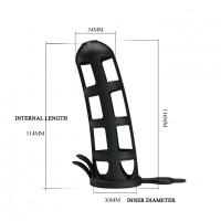 Черная силиконовая насадка с петлёй на мошонку Penis Sleeve