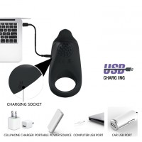 Перезаряжаемое черное эрекционное кольцо с мощной вибрацией Перезаряжаемое черное эрекционное кольцо с мощной вибрацией