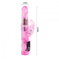 Розовый вибратор с ротацией и клиторальной стимуляцией