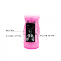 Розовый вибратор с ротацией и клиторальной стимуляцией