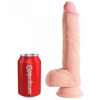 Большой фаллос с мошонкой на присоске King Cock Plus Triple Density 28 см