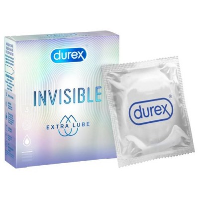 Презервативы Durex №3 Invisible Extra Lube ультратонкие c дополнительной смазкой Презервативы Durex №3 Invisible Extra Lube ультратонкие c дополнительной смазкой