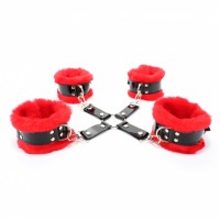 Набор оков с искусственным мехом BDSM Light красный мех