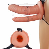 Фаллопротез для двойного проникновения Unisex Hollow Double с вибрацией