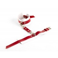 Оковы на ноги из натуральной кожи Red-White