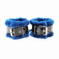 Наручники BDSM Light с синим мехом Наручники BDSM Light с синим мехом
