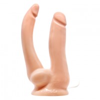 Вибратор для двойного проникновения на присоске 20 см Вибратор для двойного проникновения на присоске 20 см