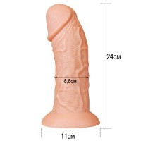 Большой изогнутый фаллос на присоске Lovetoy Realistic Curved Dildo 24 см