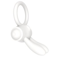 Белое виброкольцо Power Clit Cockring Rabbit