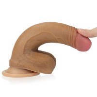 Фаллоимитатор на присоске с мошонкой мулат Dual-Layered Silicone Cock 18 см Фаллоимитатор на присоске с мошонкой мулат Dual-Layered Silicone Cock 18 см