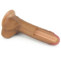 Фаллоимитатор на присоске с мошонкой мулат Dual-Layered Silicone Cock 18 см Фаллоимитатор на присоске с мошонкой мулат Dual-Layered Silicone Cock 18 см
