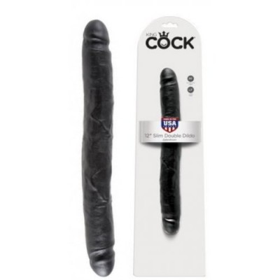 Двухсторонний фаллоимитатор King Cock 12" Slim Double Dildo Black Двухсторонний фаллоимитатор King Cock 12" Slim Double Dildo Black