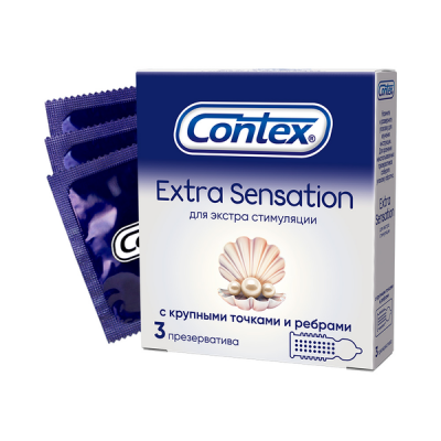 Презервативы Contex №3 Extra Sensation (с крупными точками и ребрами)
