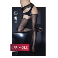 Чулки с поясом и рисунком зигзаг (Le Frivole) (S/M) Чулки с поясом и рисунком зигзаг (Le Frivole) (S/M)