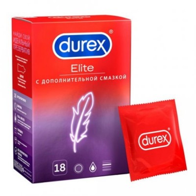 Презервативы Durex №18 Elite тонкие с дополнительной смазкой Презервативы Durex №18 Elite тонкие с дополнительной смазкой