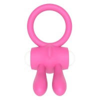 Розовое виброкольцо Power Clit Cockring Rabbit