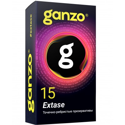 Презервативы Ganzo Extase точечно-ребристые 15 шт