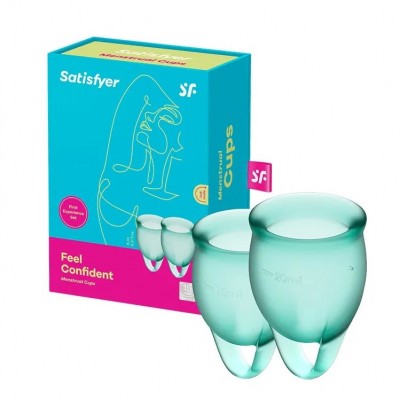 Набор менструальных чаш Satisfyer Feel Confident, зеленый Набор менструальных чаш Satisfyer Feel Confident, зеленый