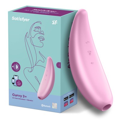 Вакуумный смарт-стимулятор клитора с вибрацией Satisfyer Curvy 3+ розовый
