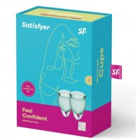 Набор менструальных чаш Satisfyer Feel Confident, зеленый Набор менструальных чаш Satisfyer Feel Confident, зеленый